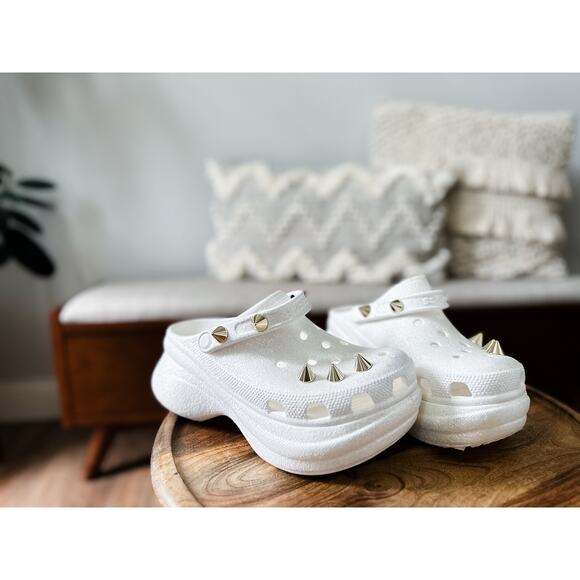 Rare Limited Edition Crocs Bae Glitter Studded Spike Platform – Women’s Size 8 - Picture 2 of 8